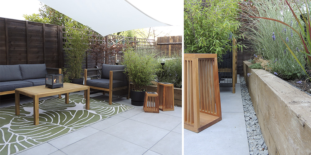 Concrete-effect patio paving tiles